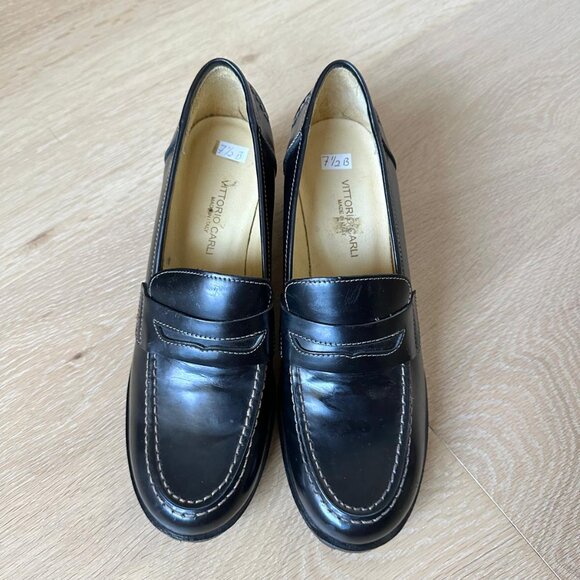 Vittorio Carli Black Heeled Loafers 6.5-7 - Picture 2 of 10